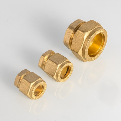 EN1254 নকল ব্রাস কম্প্রেশন স্টপ এন্ড পাইপ ফিটিং কম চাপের জল সরবরাহের জন্য