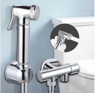 শাওয়ার হেড সহ সলিড ব্রাস হ্যান্ডহেল্ড বিডেট স্প্রেয়ার - উচ্চ চাপের বাথরুম ক্লিনিং ওয়াটার গান